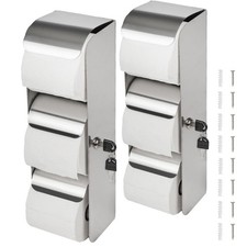 2Pcs Commercial Toilet Paper Holder with Lock- 3 Roll Stainless Steel Toilet ...