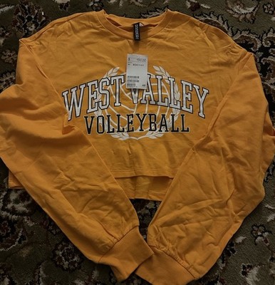 H&M Volleyball Yellow Cropped Graphic Print Long Sleeve Sweatshirt Junhee A.C.E