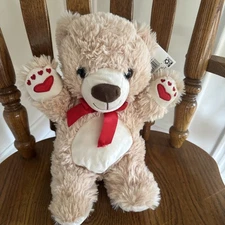Way to Celebrate Valentine's Tan Medium Plush Heart Foot, Tie 15”NWT