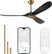 52 Inch Ceiling Fan - Black Gold Modern | 35db Ultra-Quiet | 5106 CFM | Indoo...