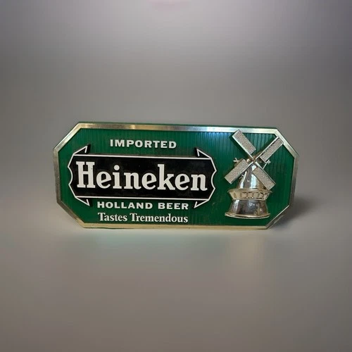 Vintage Heineken Imported Holland Beer Plastic 12 X5.5 Green Mancave Bar Sign