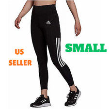 Adidas Womens Lightweight High Rise 3-Stripe Mesh 7/8 Leggings Small Black/White