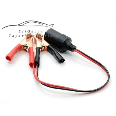 12V Battery To Cigarette Lighter Adapter Alligator Clamp Clip 12 Volt Car  Socket