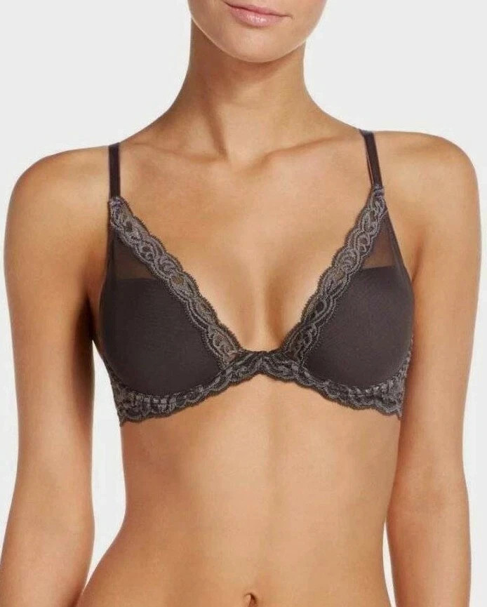 *935 Natori Feathers Contour 730023 Plunge Bra     34G   Gray