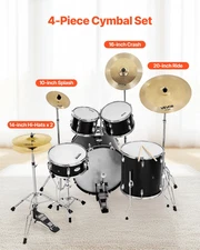 Cymbal Pack, 4 Pieces Cymbals for Drum Set, Alloy Cymbal Pack for Drummer