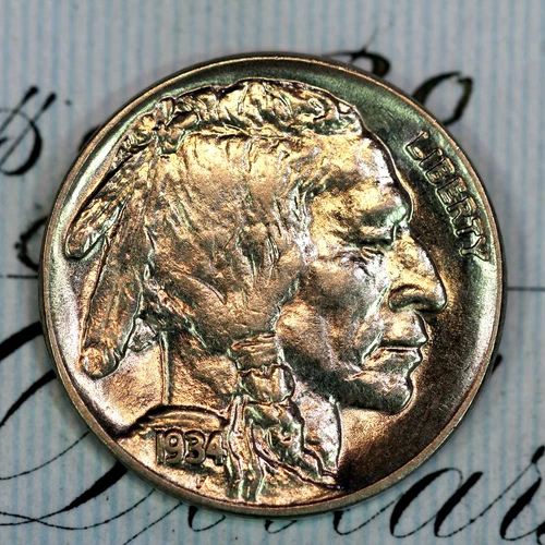 * 1934-P * SOLID+ GEM BU MS BUFFALO NICKEL * FROM ORIGINAL COLLECTION
