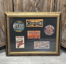 Gasoline / Fuel / Oil Vintage Reproduction Cardstock Signs Iconic Framed Images