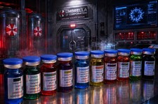 Umbrella Corporation 10ml Glowing Glass Prop Vials- 10 Piece Set Resident Evil Umbrella Corporation 10ml Glowing Glass Prop Vials- 10 Piece Set Resident Evil