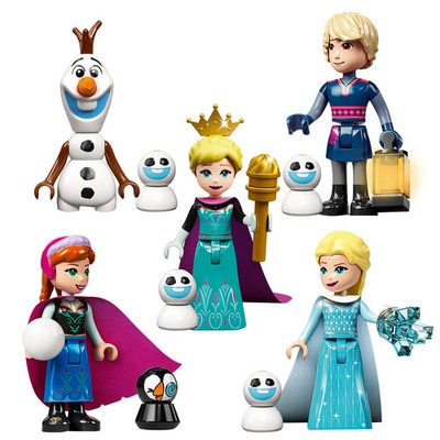 5pcs Disney Frozen Elsa Princess Mini Building Blocks Figma Model Toy Set