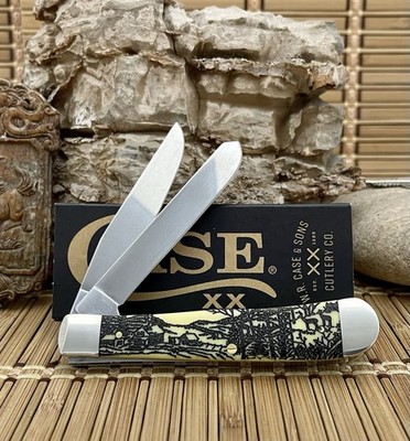 Case XX USA Smooth Yellow DEER SCENE Trapper Pocket Knife | eBay