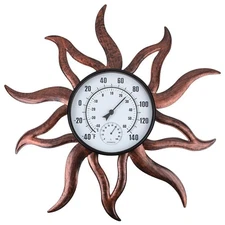 26'' Large Outdoor Thermometer,  Metal Sun Wall Thermometer Hygrometer No Nee...