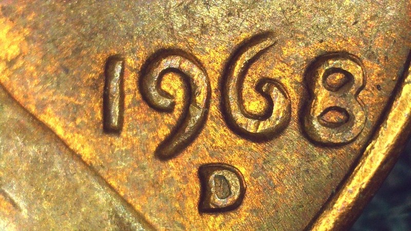 1968 D Lincoln Memorial Cent with a D/D Mint Mark and Repunched Date(A500)