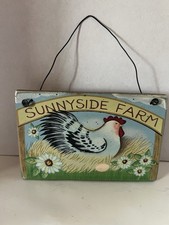 Small Vintage Chicken Sign With Wire Hanger. ...