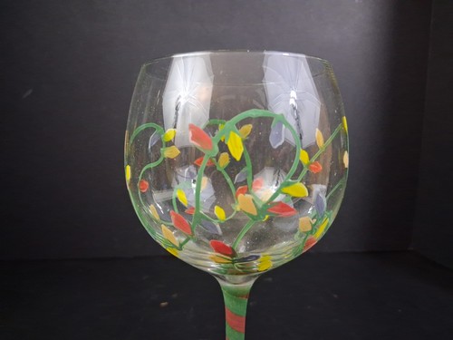 Home Essentials Hand Painted Stem Balloon Wine Glasses Christmas Lights 8.5in - Picture 10 of 13