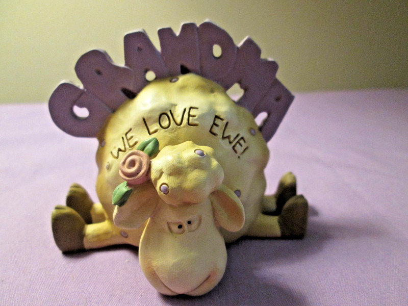 Blossom Bucket 2009 Shelly Comisky "Grandma We Love Ewe" Silly Sheep Figurine