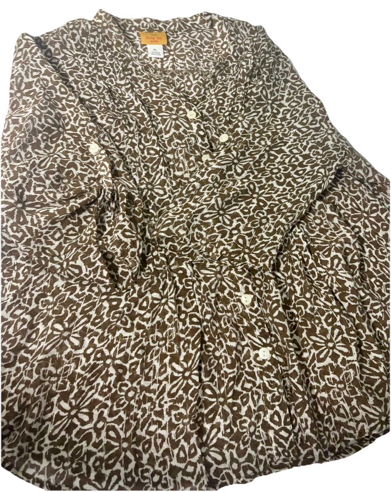 ruby rd petite Blouse Brown  Button Up Lightweigh… - image 5