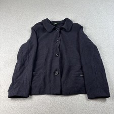 Geiger Boiled Wool Jacket Women 48 Blue Button Front Heritage Made Austria READ