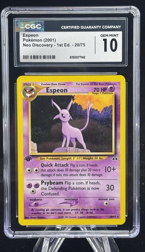 Espeon (1st Edition) graded CGC 10 for sale on eBay