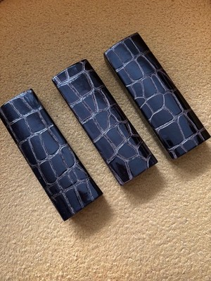 Lot of 3 Foster Grant Brown Alligator Eyeglasses/Sunglasses Hard Snap Cases NEW