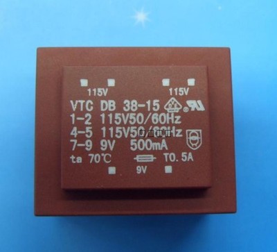 1PC VTC DB38-15 epoxy potting transformer 4.5VA EI38/13.6 4.5W 2*115V/9V
