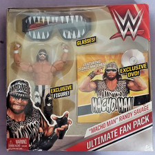 Occhiali da sole WWE Macho Man Randy Savage Ultimate Fan Pack figure DVD esclusivi NUOVI