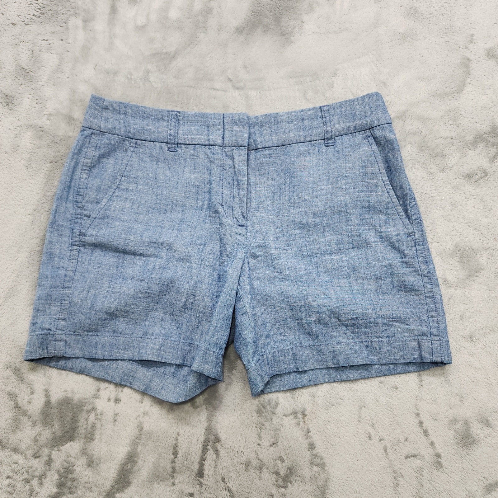 J.Crew Shorts Womens 2 Blue 5" Classic Chambray Cotton Chino Casual Nautical