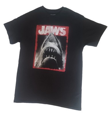Jaws T Shirt Mens Size Small Black Crew Neck Short Sleeve