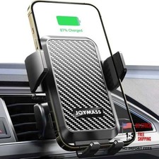 Wireless Car Charger, 15W Fast Charging Auto Clamping Car Charger Cell BLACK