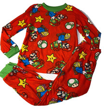 N5 WOW SUPER MARIO Boys Size 6/7 Cozy Christmas Holiday Pajamas Set