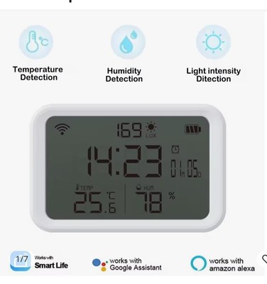 NEO Coolcam Wi-Fi 4in1 Temperature Humidity Light Sensor, Alexa Google Assistant