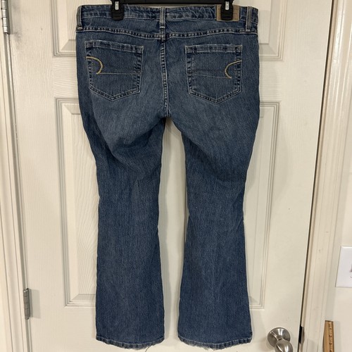 American Eagle Artist Low-rise Flared Jeans Women Sz 10P Stretch Y2K Boot Cut - Picture 5 of 9