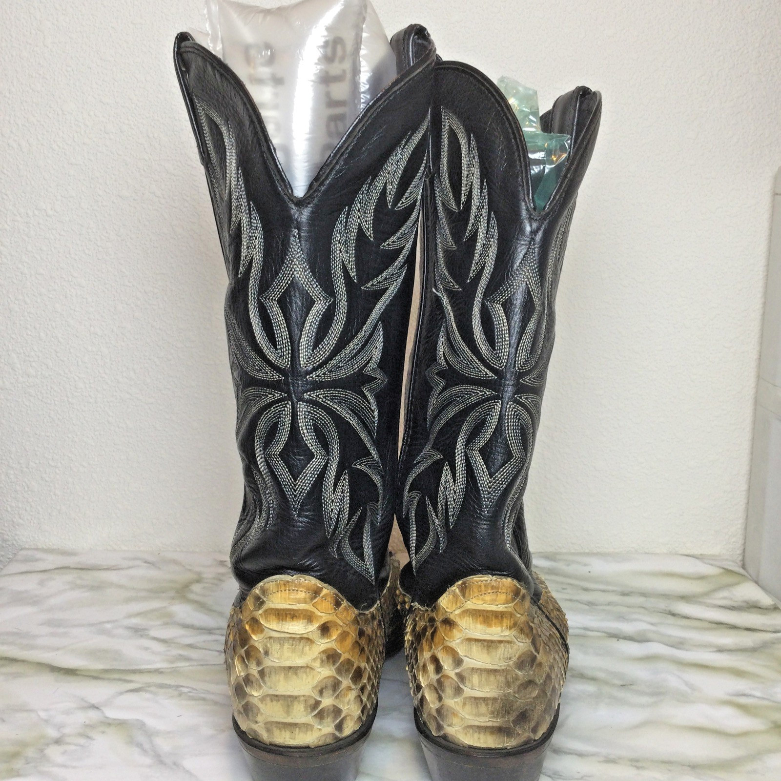 Vintage Python Snakeskin Leather Black Cowboy Boo… - image 17