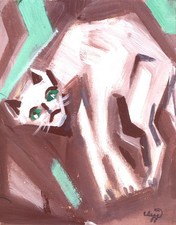 Vintage Expressionist Anatoliy Chudinovskikh - Ängstliche Katze - Acryl/Pappe