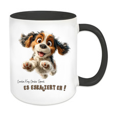 Lustige Sprüche Tasse, Es eskaliert eh, Cavalier King Charles Spaniel , A6695