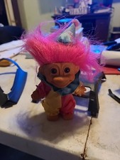 Russ Vintage Troll Doll Pink Hair clown Outfit Collector Toy 1990s Fantasy
