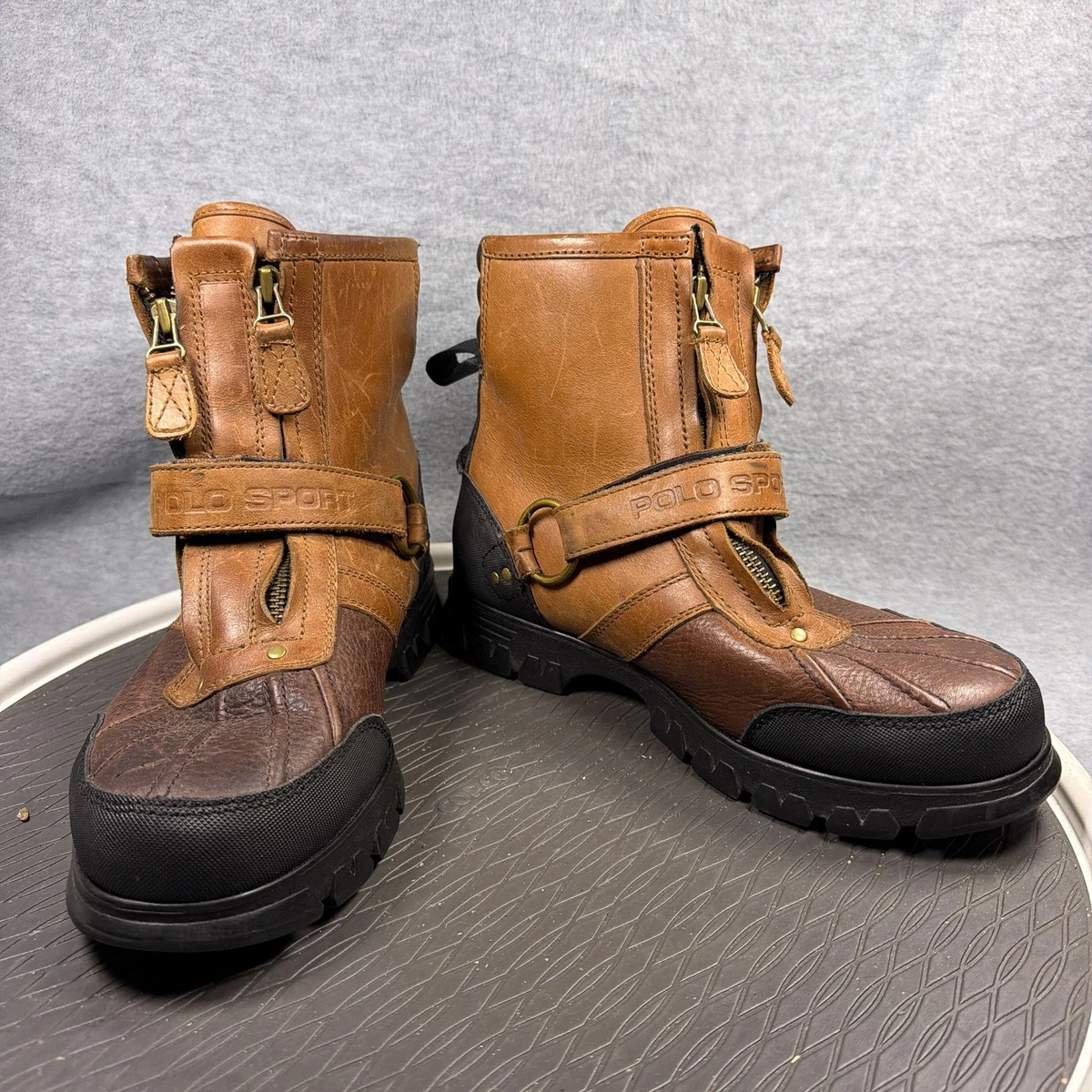 靴 90's POLO SPORT brown leather boots Vintage 90's Polo Sport Ralph Lauren Redway Leather Boots