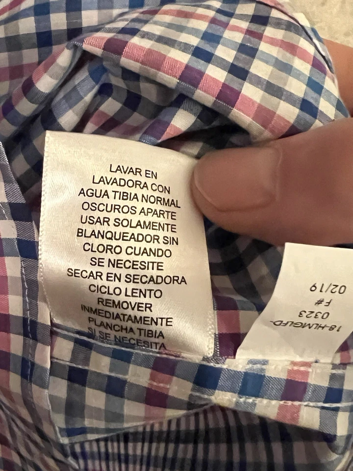 Camisa social Ben Sherman manga longa tamanho XXLg borrada/branca/rosa quadriculada - Imagem 3 de 4