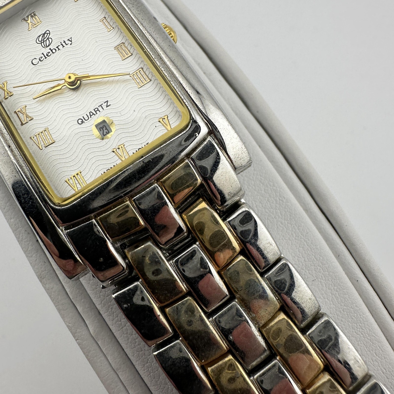 Celebrity Quartz Watch Rectangular Tank Two-Tone … - image 7