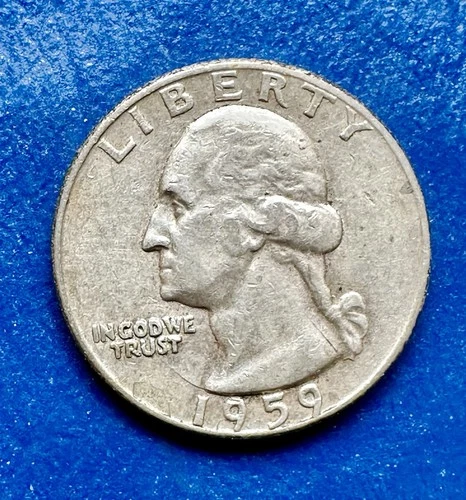 1959-D Washington Quarter. 90% Silver.  AU Condition. Charity Auction.