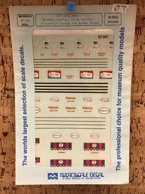 MICROSCALE DECALS HO Scale 87-387: Delivery Vans Mothers Cookies, Wonder Bread