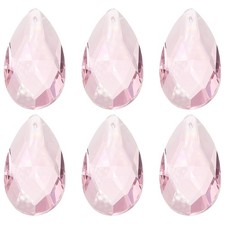 K9 Crystal Pendants Teardrop Beads, 6 Pack 50mm Chandelier Prisms DIY, Pale Pink