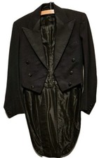 ​Vintage Black Wool Formal Tailcoat Dress Coat Jacket White Tie 1930 Small
