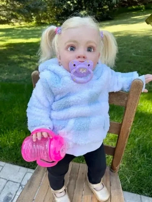 Muñeca bebé renacida niña 26 pulgadas realista niño pequeño enraizado a mano cabello juguetes realistas regalo Foto 3 de 4