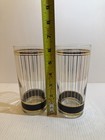 Pair MCM Culver Devon Black 12 Ounce Highball Glasses Barware Gold Black Stripe — photo 5