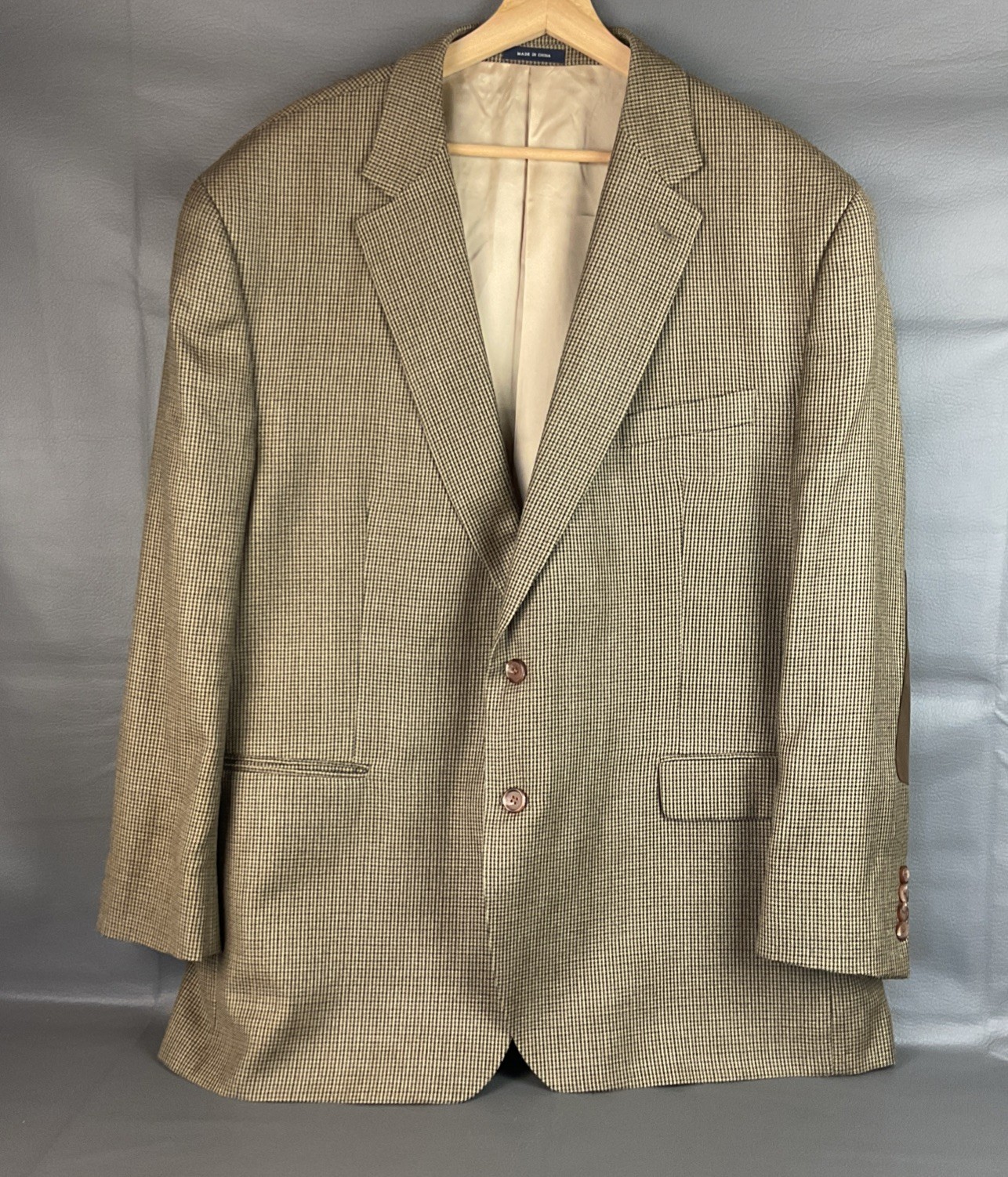 Ralph Lauren Mens Linen Silk Wool Tan brown Check Hopsack Window Blazer  50R
