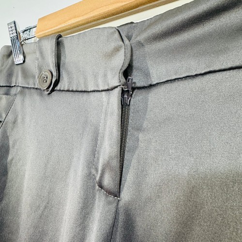 Pantalones de vestir Sheike gris satinado detalles de botones pantalones de pierna acampanada formales corporativos - Imagen 7 de 19