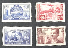TIMBRS DE FRANCE : 1938 LOT YVERT N° 400/401/402/418 - NEUF* BE