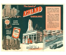 Vintage 1941 IN/OH/KY/WV Road Map Ashland Refining (Old Gold & Penn-Pepper Oil)