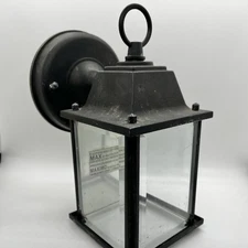Black Lantern Style Wall Mount Outdoor Porch Light Fixture - Used