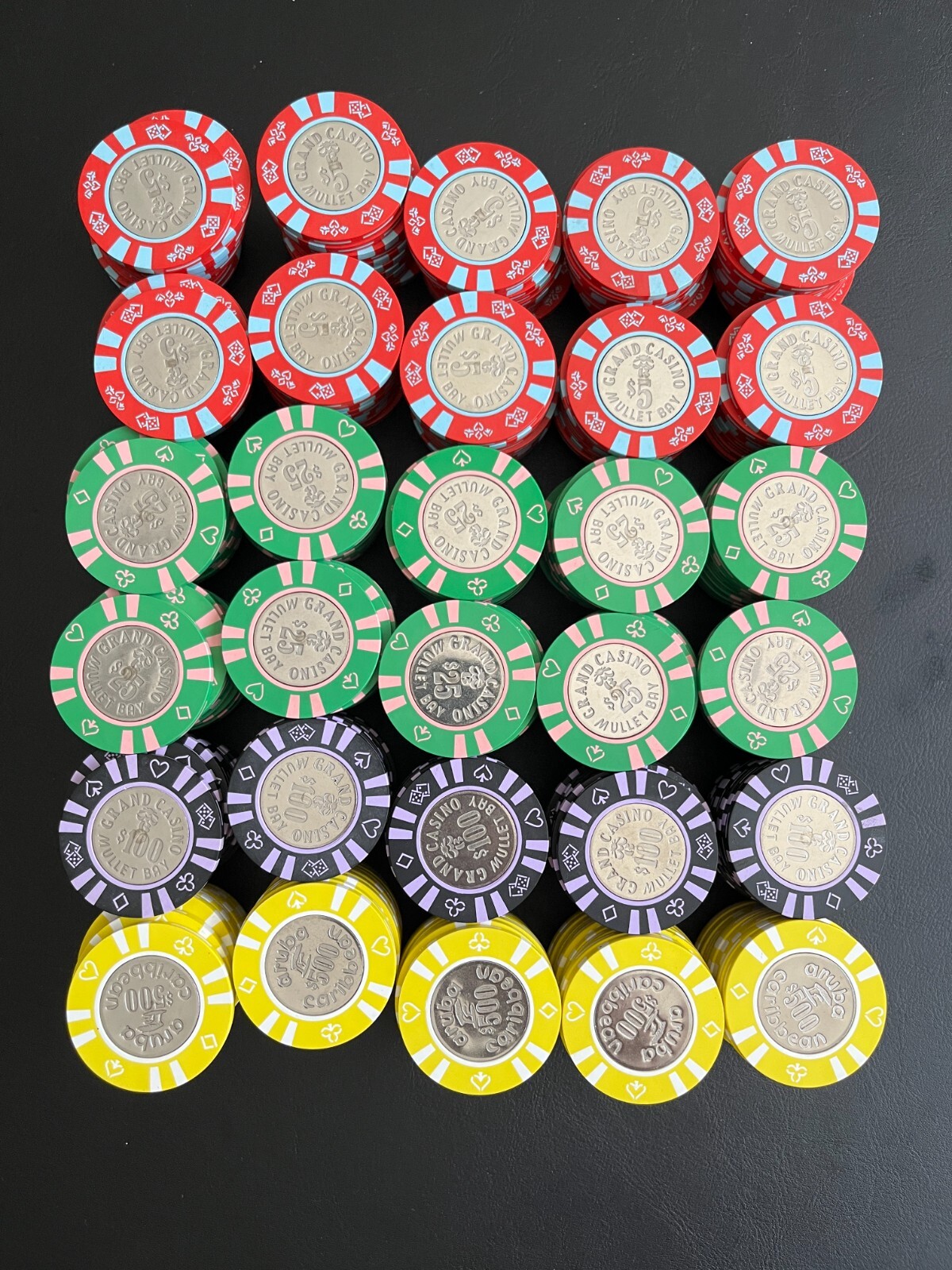 300 Real Casino Bud Jones Coin Inlay Poker Chips Set w Rare 100 and